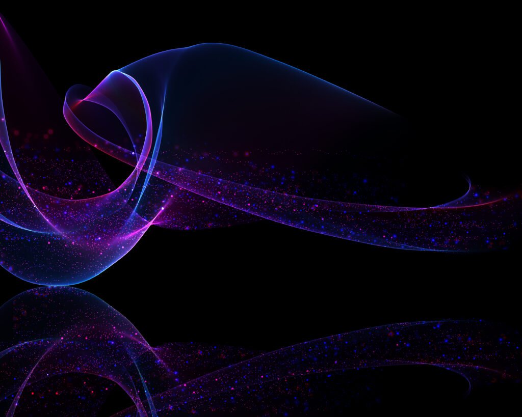 abstract background with flowing lines and sparkling lights